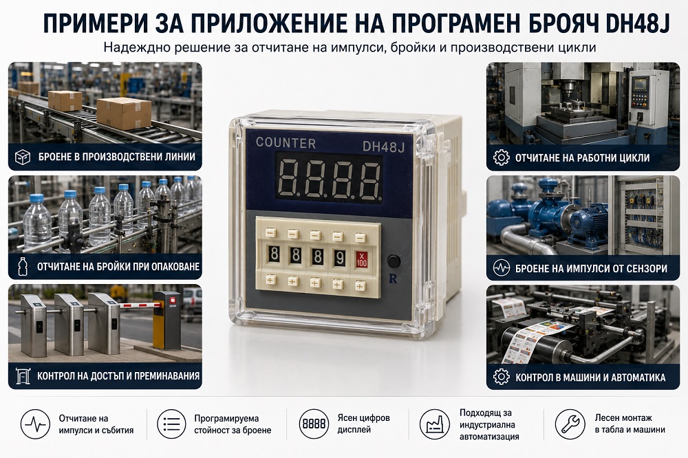 Programmable Impulse Counter, DH48J, 24 VDC, 4-digit, 1-9999, NC +