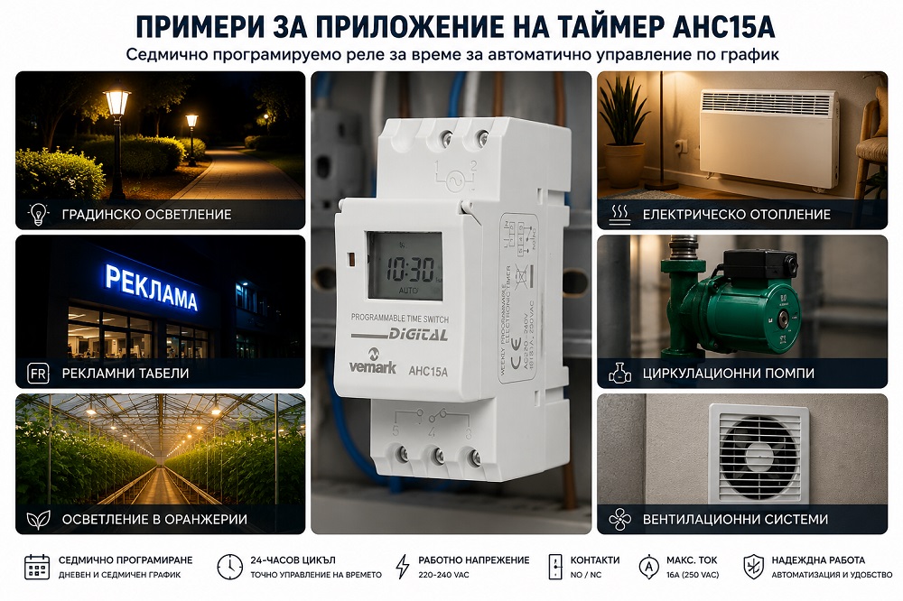 Timer, ATHC15A, programmable, weekly, 220VAC, NO+NC, 16A