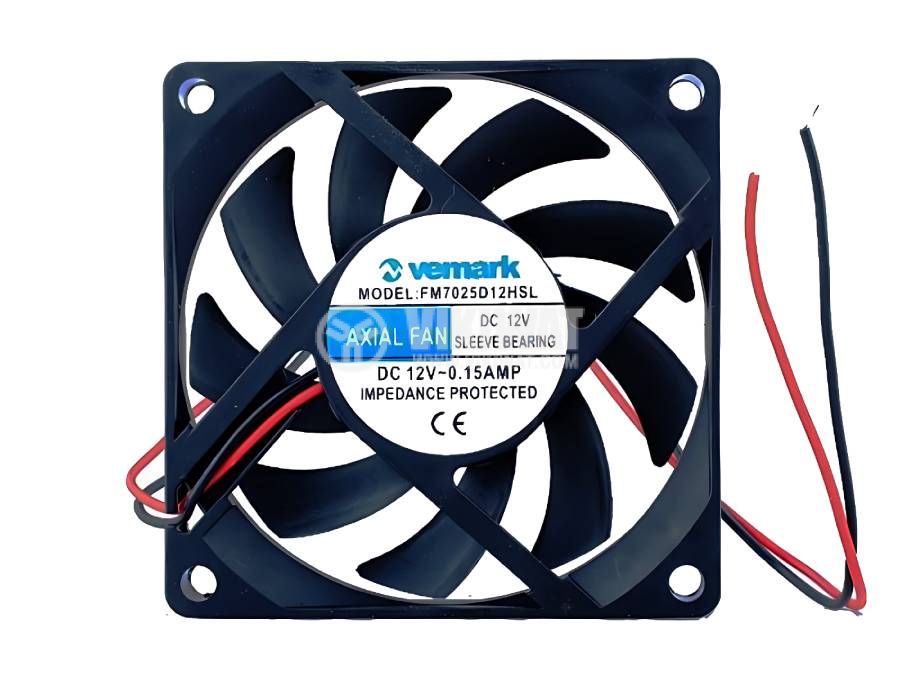 Fan, 12VDC, 70x70x15mm, 2.18W, with sleeve, 48m3 / h, FM7015D12HS 
 - 1 - Vikiwat Fan, 12VDC, 70x70x15mm, 2.18W, with sleeve, 48m3 / h, FM7015D12HS 
 - 1