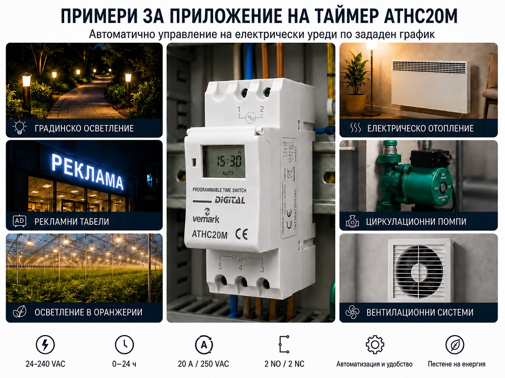 Timer, weekly, programmable, ATHC20M, 220-240VAC, 20A