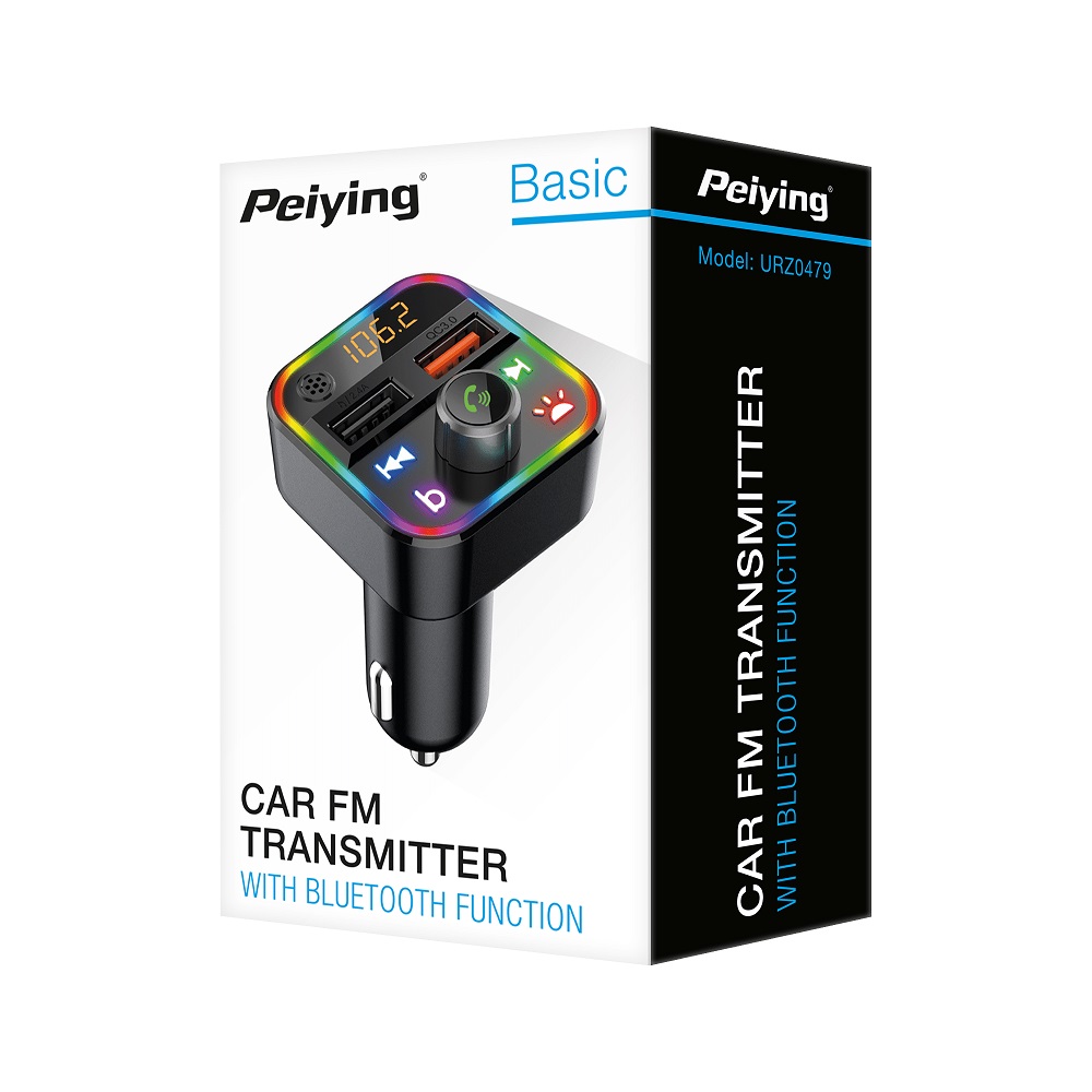 MP3-FM transmitter for car, LED, USB, MicroSD, Bluetooth, URZ0479, Peiying