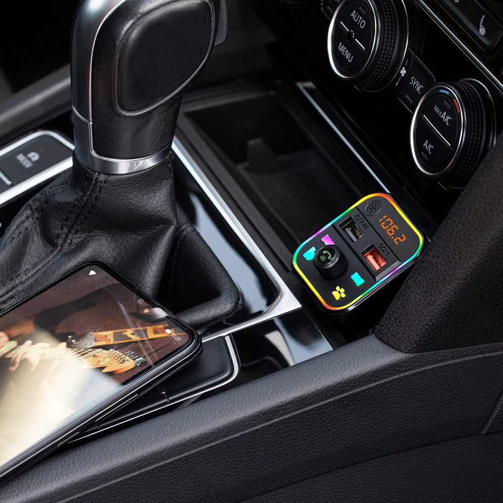 MP3-FM transmitter for car, LED, USB, MicroSD, Bluetooth, URZ0479, Peiying