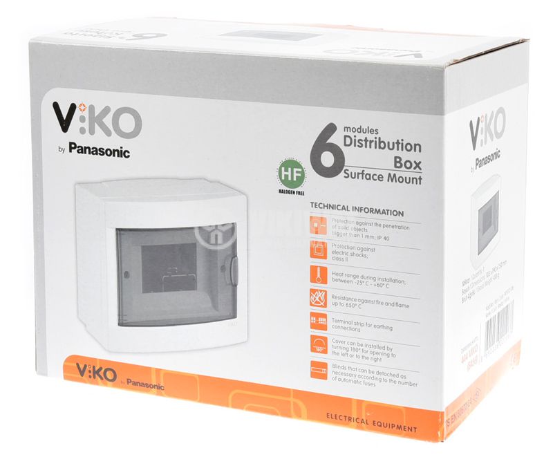 Home distribution box for surface installation, 6 module, 90912106 VIKO by Panasonic - 3