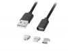 USB charging cable, USB-M, USB-C, Lightning (iPhone and iPad), 1m, KM0458, Kruger&Matz 
 - 1