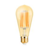 LED filament лампа, 6W, E27, ST64, 230VAC, 540lm, 2200K, топлобяла, amber, капка, BB46-00620
