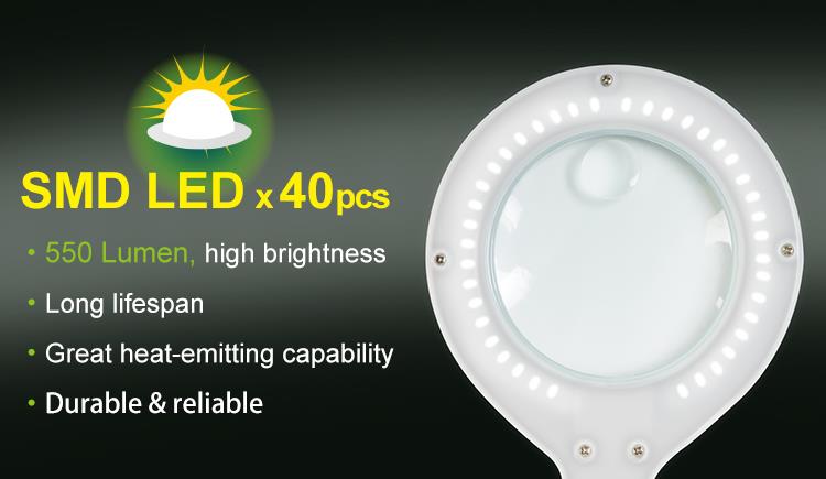 Desk lamp with magnifying glass, 220VAC, 6W, x1.75 and x4, MA-1013MF, PRO'S KIT