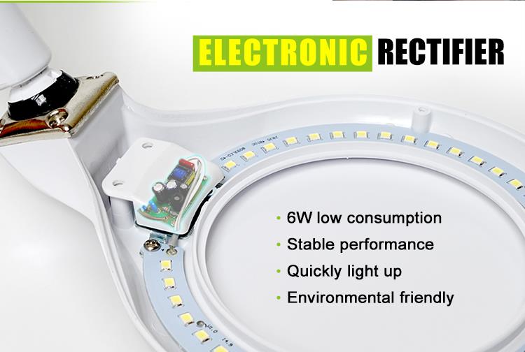 Desk lamp with magnifying glass, 220VAC, 6W, x1.75 and x4, MA-1013MF, PRO'S KIT