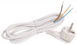 Захранващ кабел 3x0.75mm, 2m, шуко, Г-образен, бял