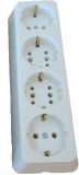 4-way Power outlet w/o cable, 250VAC, 16A, white, schuko, TODI