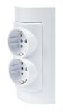 Power Electrical Socket, single phase, 250 VAC, 16 A, double, white