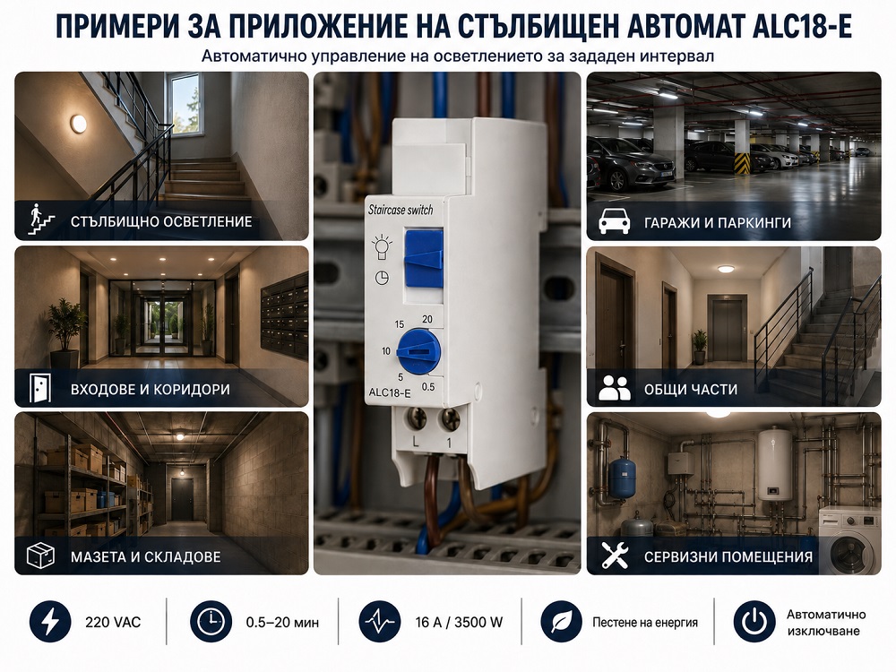 Staircase circuit breaker, ALC18E, 220VAC, 16A, 30s-20min