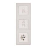 Water heater switch (2x switches+1x socket), 25A , 250VAC, flush mounting, white, Labeo, ATRA 4233