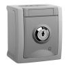 Electrical socket with lockable cover, Pacific, Panasonic, single, 16A, 250VAC, IP54, for outer mounting, grey, WPTC42192GR - 1