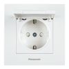 Power electrical socket with cover for children protection, Panasonic, 16А, 250VAC, white, built-in, schuko - 1