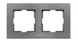 Double frame, Panasonic, horizontal, 81x154mm, dark gray, WKTF0802-2DG
