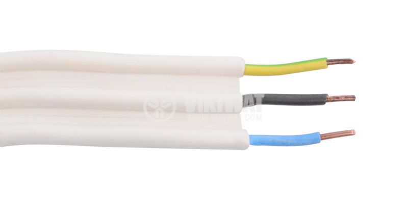 Силов мостов кабел ПВВ-МБ1 3х1.5mm2 бял