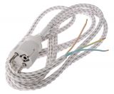 Захранващ кабел за ютия, 3х0.75mm2, шуко, текстилен, 2.4m, бял, EMOS, S00003