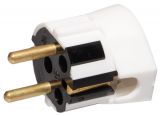 Electrical Schuko Plug, 220VAC, 16А, PVC, 90°, white, brass
