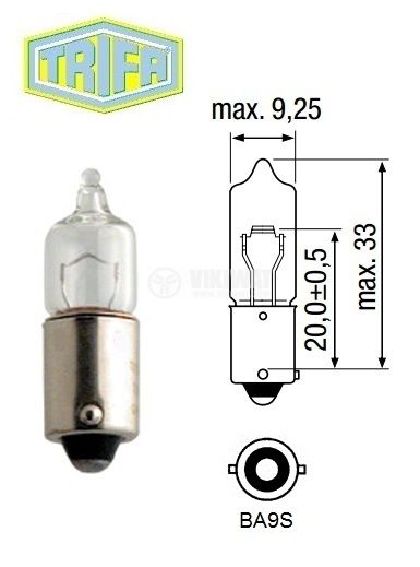 12V 10W BA9s MCC Side and Tail bulb, R922