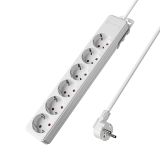 6-Way Power Extension, 3m cable, white, Braytron, BY72-00063
