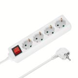 4-way power strip, 5m cable, with switch, white, URZ3574-5