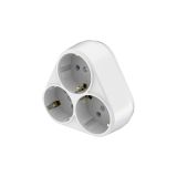 Socket outlet 3-pin (1 shuko to 3 shuko), 16A, 230VAC, white, BY72-02030