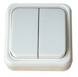 Double electrical switch, 250 V/AC, 10 A, white, LK65015, surface mount - Vikiwat Double electrical switch, 250 V/AC, 10 A, white, LK65015, surface mount