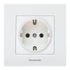 Power electrical socket, 2P+E, Karre Plus, Panasonic, 16A, 250VAC, white, build-in, schuko, WKTC0202-2WH - 1