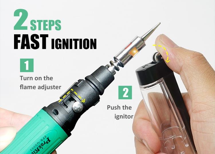 Газов поялник, регулируем, 30~70W, 400 °C, 1PK-GS003, PRO'S KIT