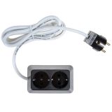 2-way Power Outlet Strip, 3m cable, bakelite, black, TODI