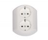 Double electrical outlet, single phase, 250VAC, 16A, white, ellipse, in-wall mounitng - 1