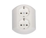Double electrical outlet, single phase, 250VAC, 16A, white, ellipse, in-wall mounitng