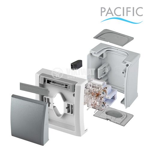 Електрически контакт с капак, Pacific, Panasonic, единичен, 16A, 250VAC, IP54, за външен монтаж, сив, шуко, WPTC4212-2GR - 8