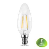 LED filament bulb, 4W, E14, C35, 230VAC, 400lm, 3000K, warm white, candle, BA38-0410