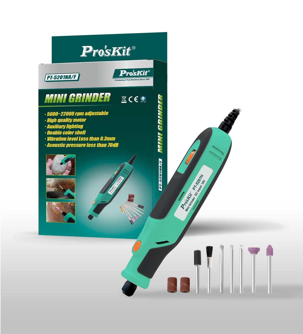 Sanding machine, 18W, 5000~22000rpm, PT-5201NF, PRO'S KIT