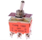 Toggle Switch 15 А/250 VAC ON-OFF-ON DPDT