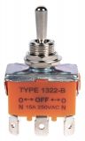 Toggle Switch 15А/250VAC, (ON)-OFF-(ON), DPDT 
