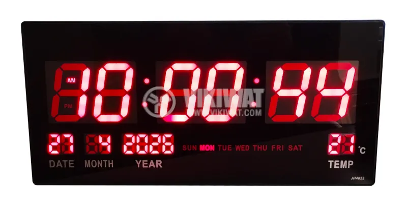 LED digital clock JH4622, with temperature and calendar - VIKIWAT