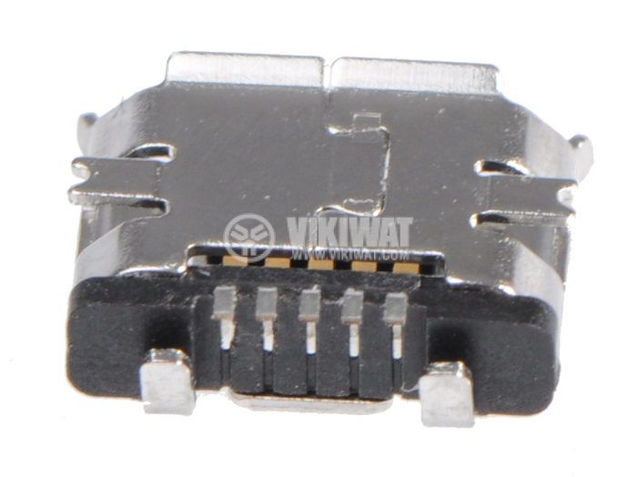 Конектор, USB B micro, женски, USB 2.0, SMT, PIN 5, никелиран, позлатен - 2