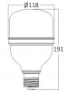 LED lamp, 38W, E27, T120, 230VAC, 4260lm, 3000K, warm white, mini bulb, BA13-33820 - 3