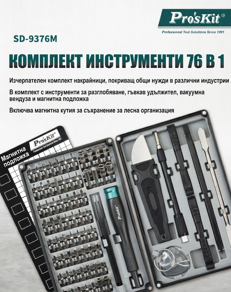 Equipment repair kit, screwdriver with bits, 76 pieces, SD-9376M