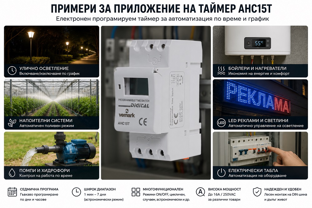 Timer ATHC15T, programmable, NO+NC, 16A/250VAC, NO+NC