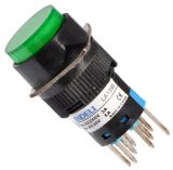 Pushbutton switch, ON-(ON), hole 16mm, 3A/250VAC, DPDT