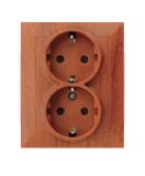 Electrical power socket, double, 250VAC, 16A, light wood IP20