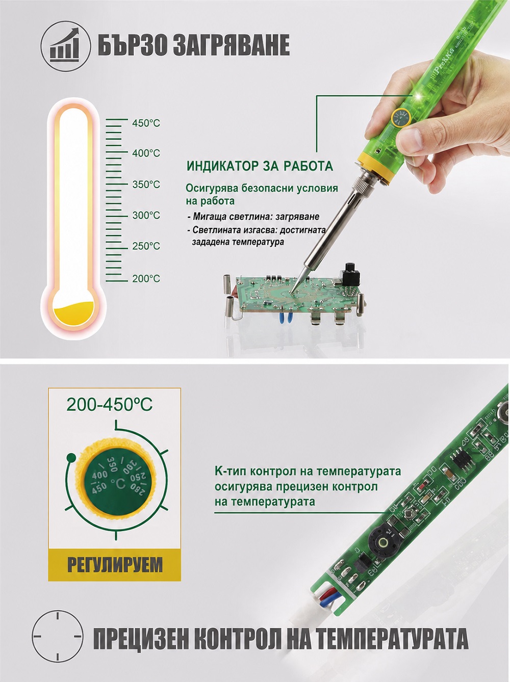 Нагревателен поялник, регулируем, 230VAC, 80W, SI-131B, PRO'S KIT
