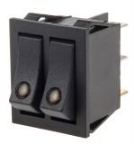 Rocker Switch, 2x2-position, OFF-ON, 15A/250VAC, hole size 30x22mm 52517