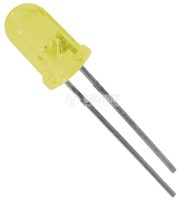 LED diode, f5 mm, yellow, 1560 mcd