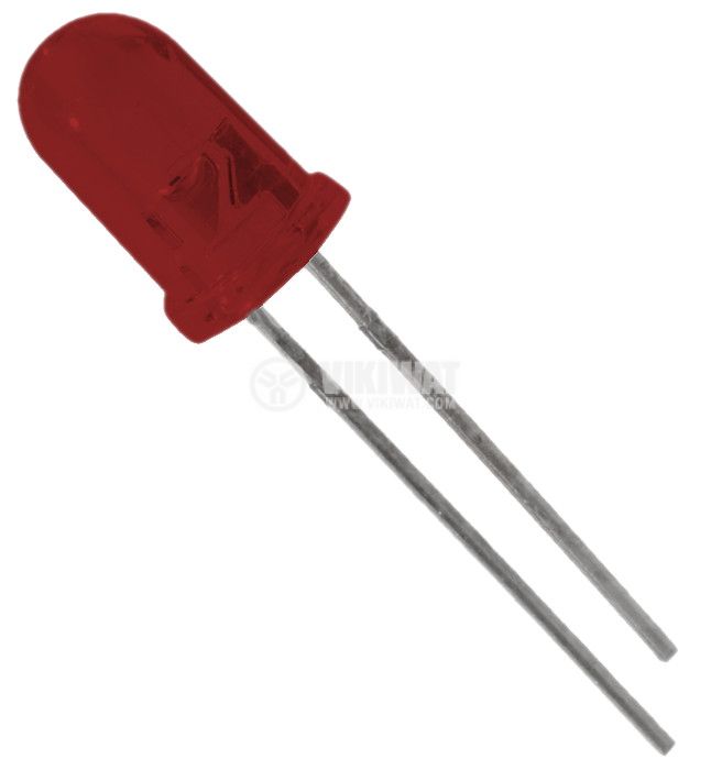 Светодиод VQA13-1, Ф5 mm, червен, дифузен