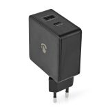 Зарядно за телефон, USB и USB Type-C, 57W, черно, NEDIS