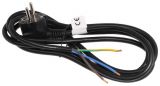Захранващ кабел 3х1mm2, 2m, шуко, Г-образен, черен